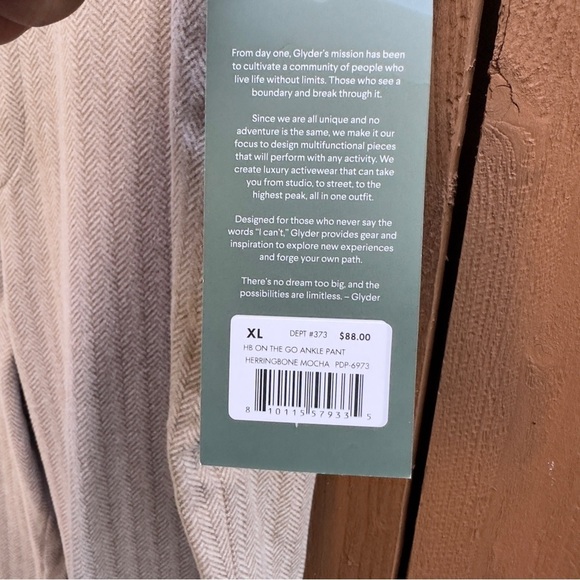 Glyder | NWT Size XL Herringbone On The Go Ankle Pants in Mocha From Stitch Fix - Picture 13 of 14
